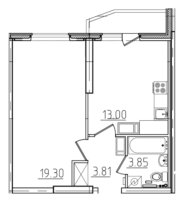 1-комнатная, 41 м² — ЖК ЖК Yoga (Йога)