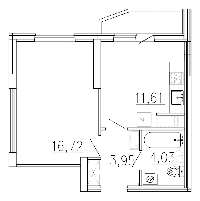 1-комнатная, 38 м² — ЖК ЖК Yoga (Йога)