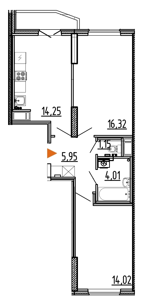 2-комнатная, 57 м² — ЖК ЖК Yoga (Йога)