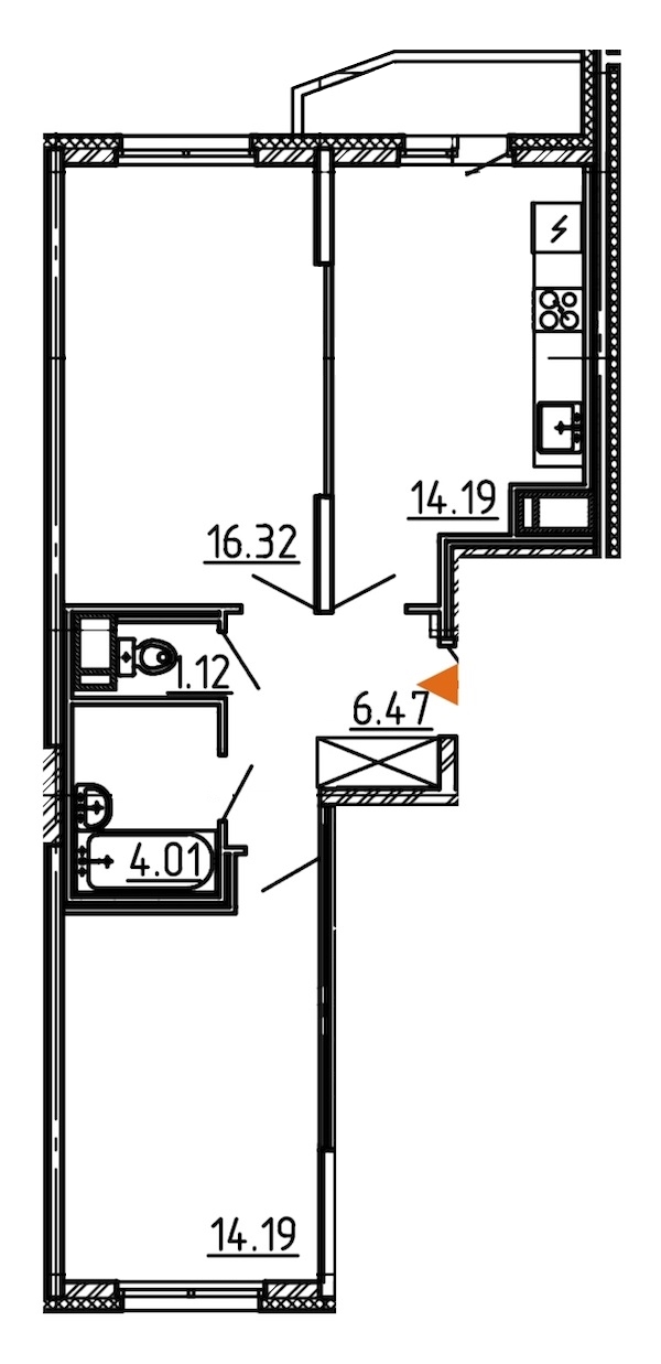 2-комнатная, 58 м² — ЖК ЖК Yoga (Йога)