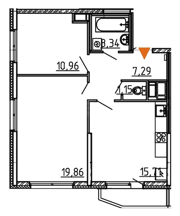 2-комнатная, 59 м² — ЖК ЖК Yoga (Йога)