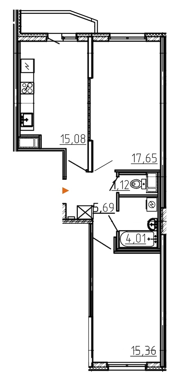 2-комнатная, 60 м² — ЖК ЖК Yoga (Йога)