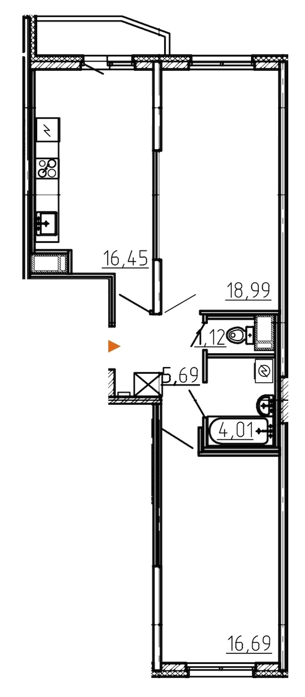 2-комнатная, 64 м² — ЖК ЖК Yoga (Йога)
