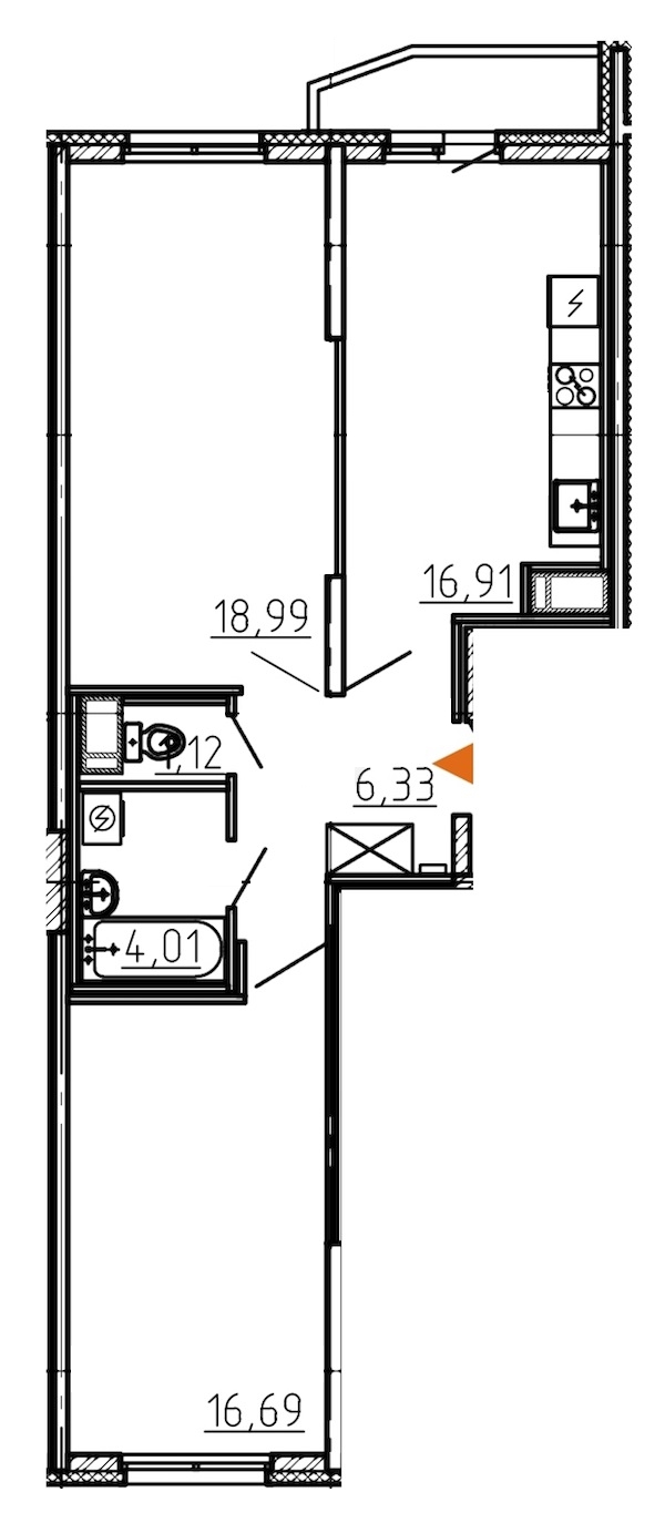 2-комнатная, 65 м² — ЖК ЖК Yoga (Йога)