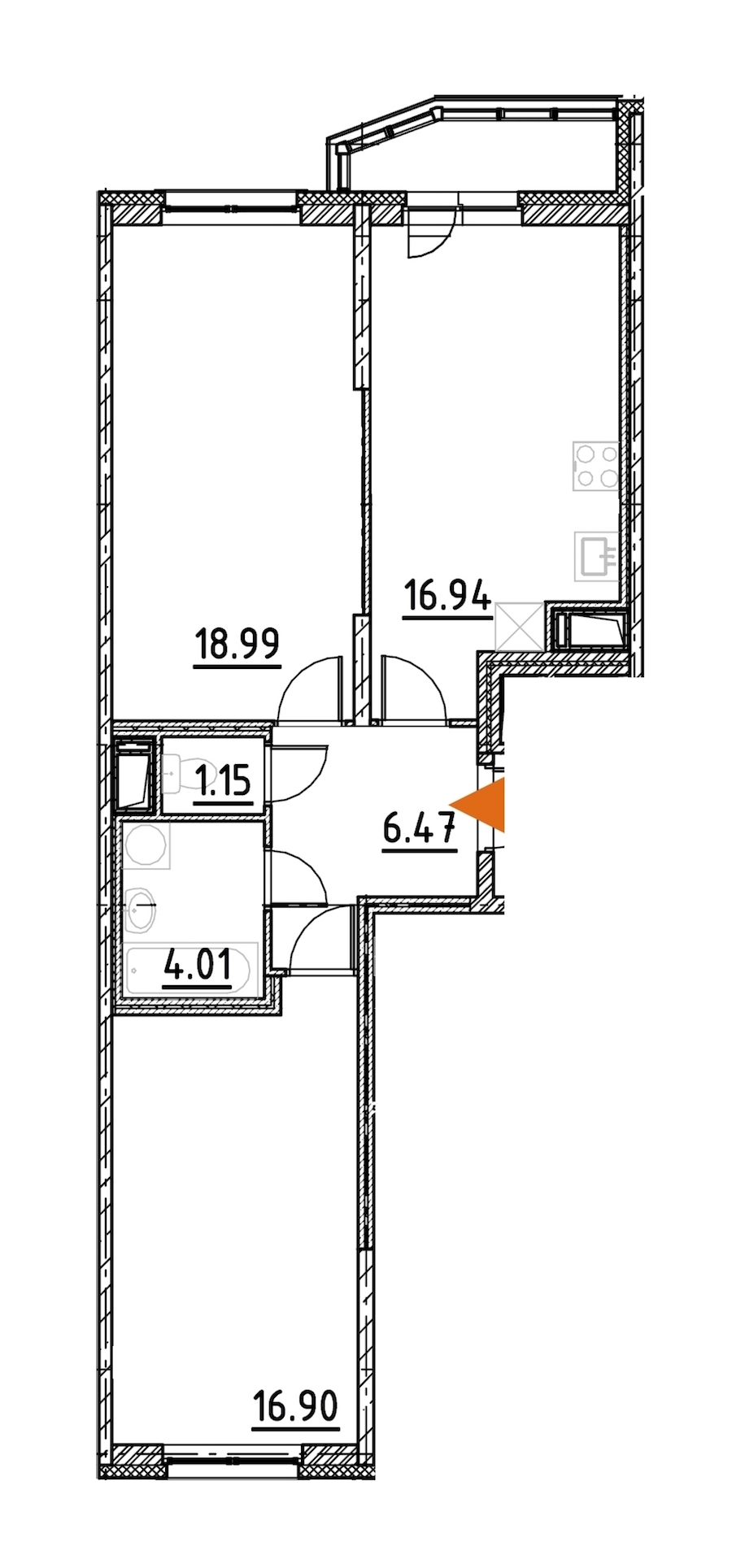 2-комнатная, 66 м² — ЖК ЖК Yoga (Йога)