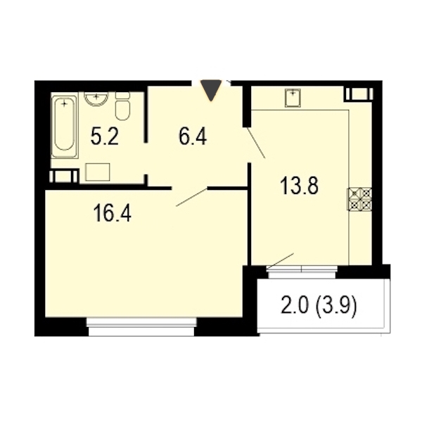 1-комнатная, 45 м² — ЖК ЖК Жемчужный берег