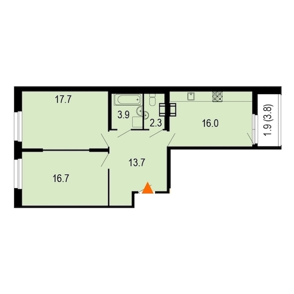 2-комнатная, 73 м² — ЖК ЖК Жемчужный берег