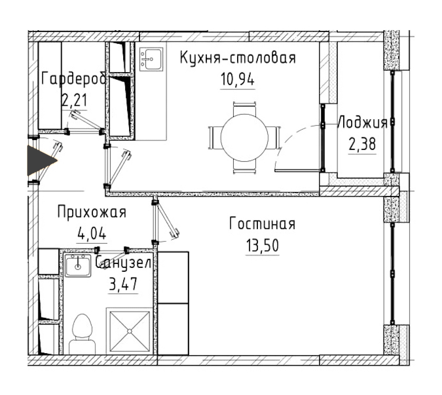 1-комнатная, 35 м² — ЖК ЖК Нью Тайм (New Time)
