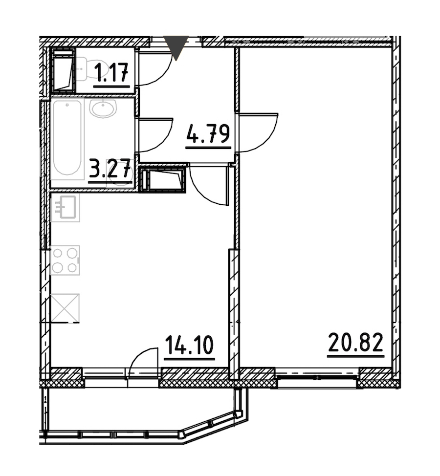 1-комнатная, 45 м² — ЖК ЖК Yoga (Йога)