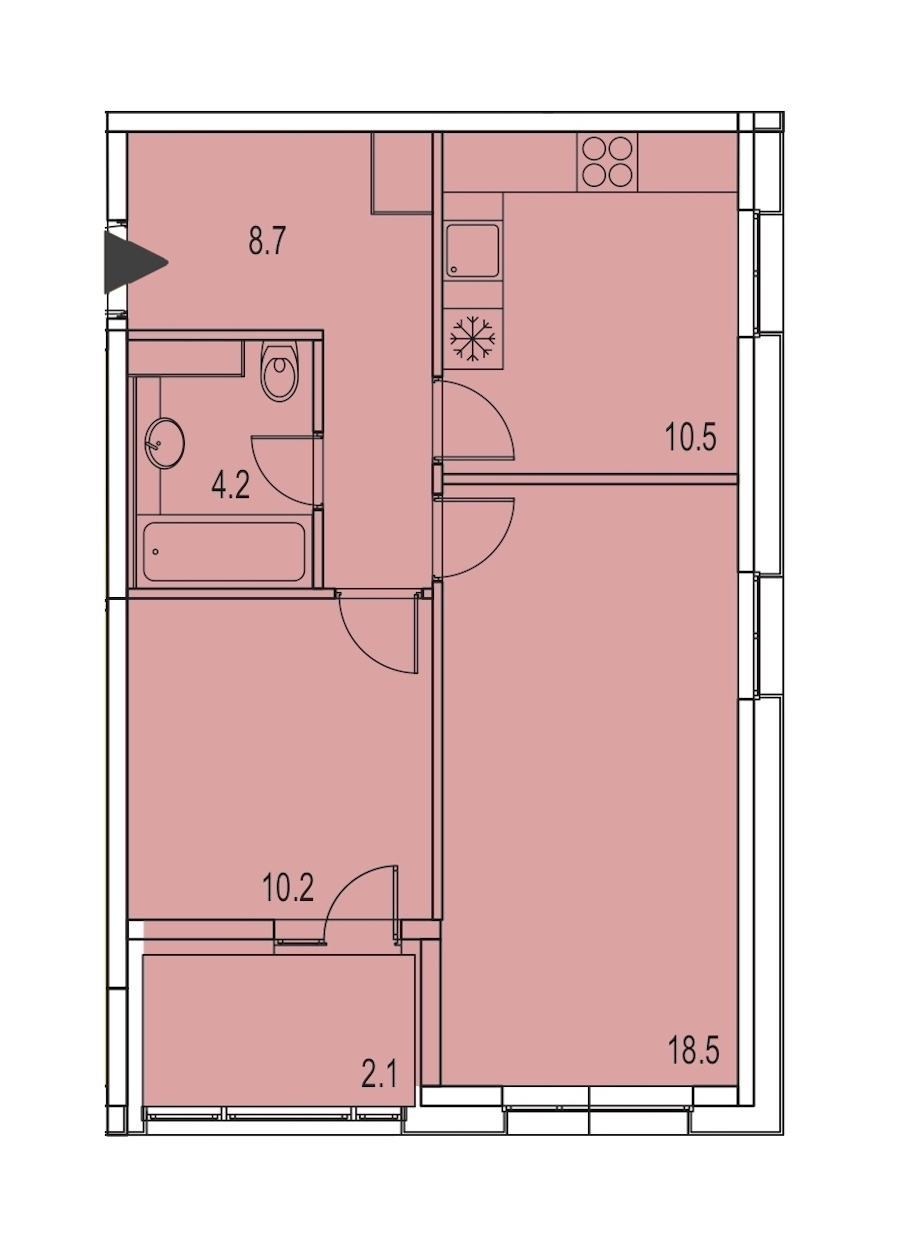 2-комнатная, 54 м² — ЖК ЖК Лайф Лесная