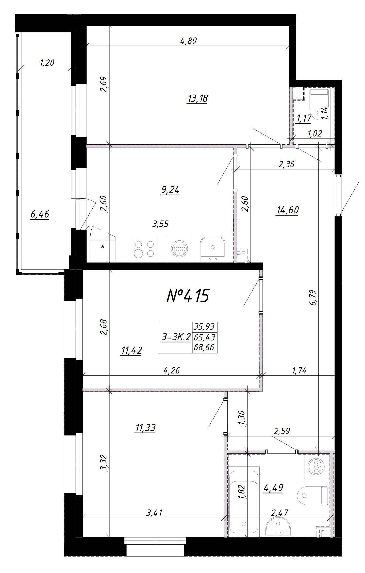 3-комнатная, 73 м² — ЖК Ап-квартал Комендантский (Up-квартал Комендантский)