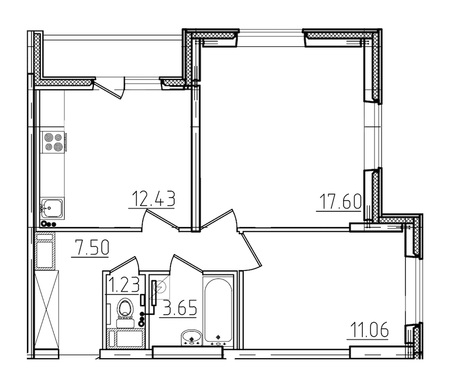 1-комнатная, 55 м² — ЖК ЖК Yoga (Йога)