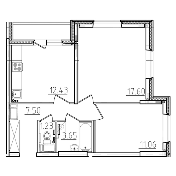 2-комнатная, 55 м² — ЖК ЖК Yoga (Йога)