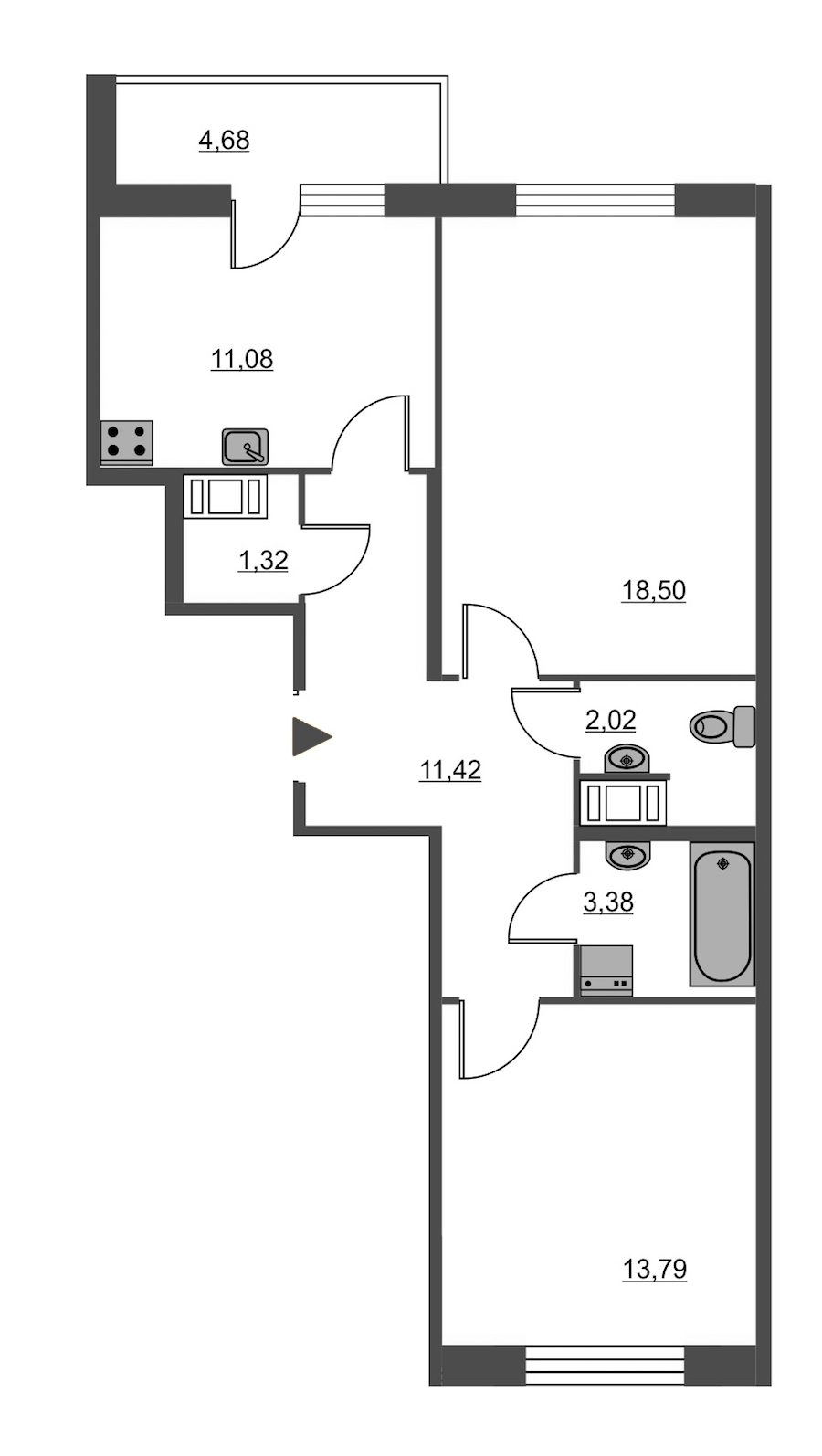 2-комнатная, 64 м² — ЖК ЖК Питер