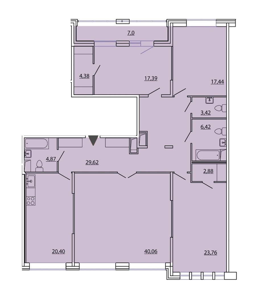 4-комнатная, 174 м² — ЖК ЖК Фамилия