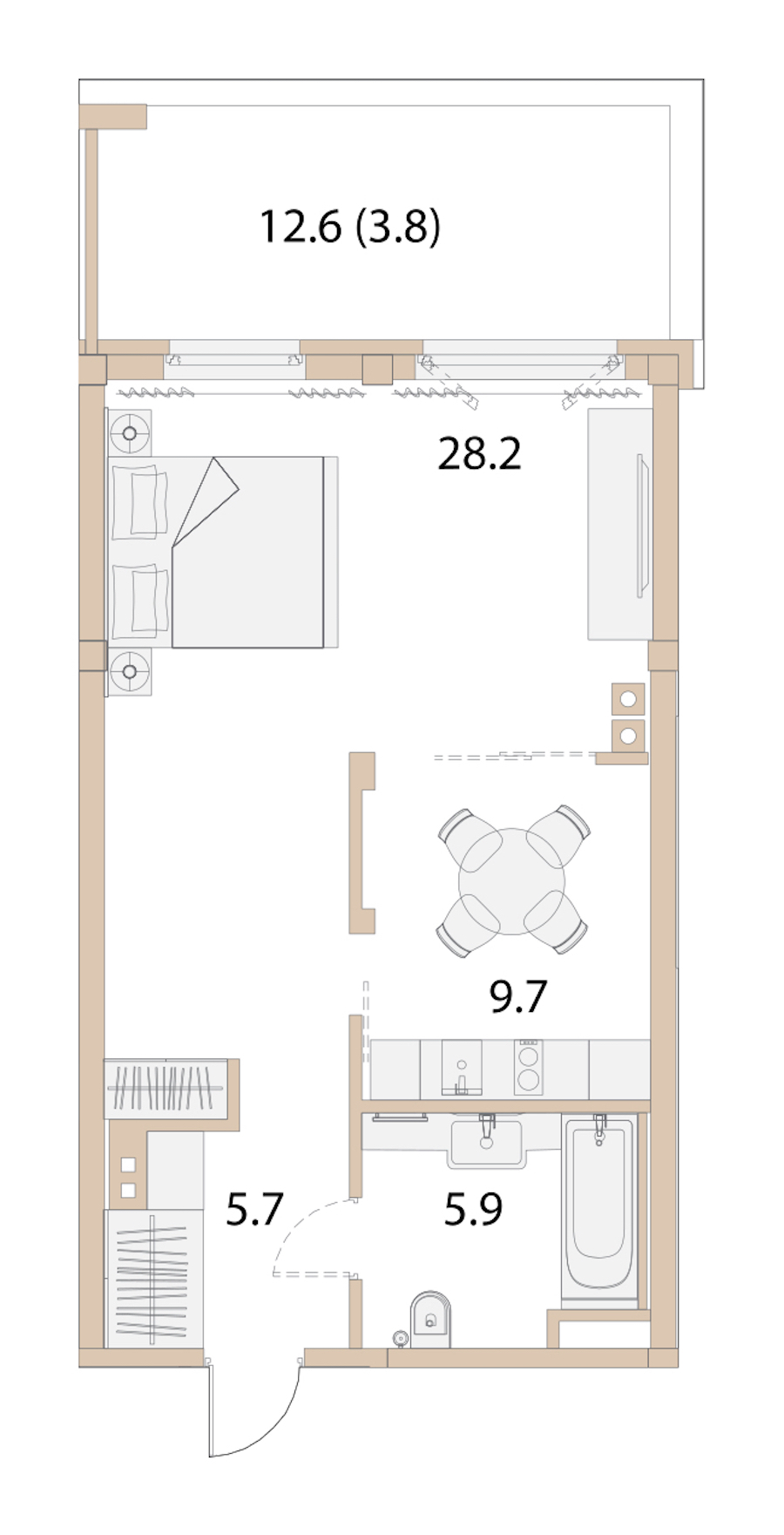 Студия, 62 м² — ЖК Апарт-комплекс Первая Линия. Health Care Resort (Хэлф Кэа Резорт)