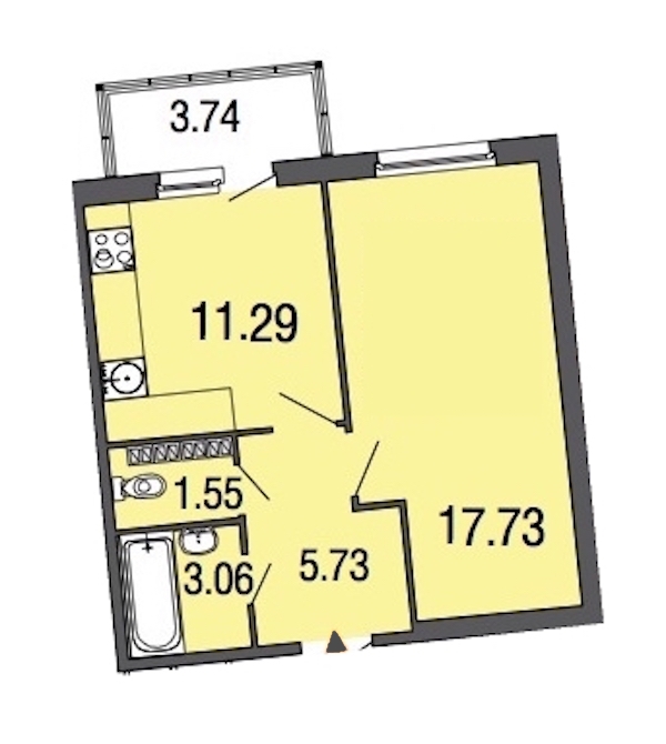 1-комнатная, 39 м² — ЖК ЖК ЭкоСити