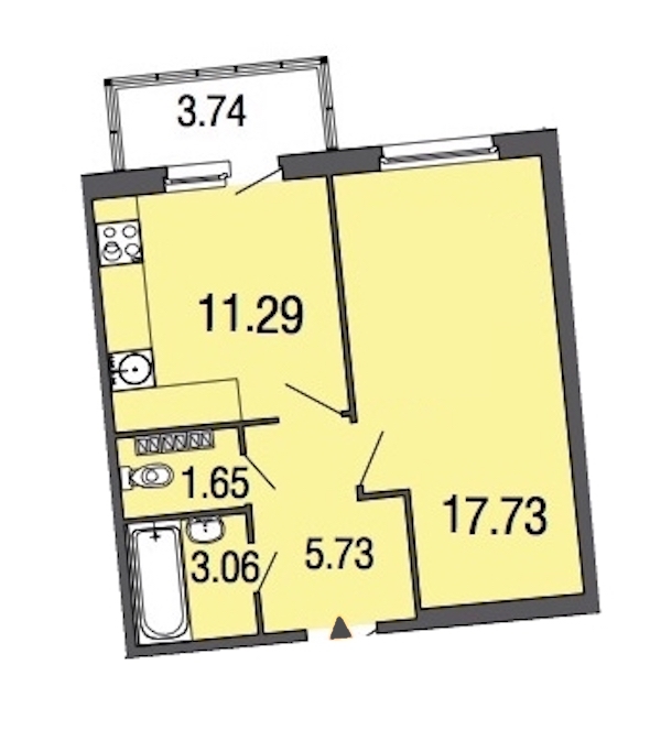 1-комнатная, 40 м² — ЖК ЖК ЭкоСити
