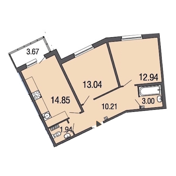2-комнатная, 56 м² — ЖК ЖК ЭкоСити
