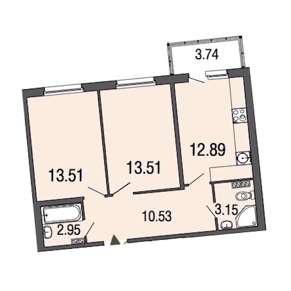 2-комнатная, 57 м² — ЖК ЖК ЭкоСити