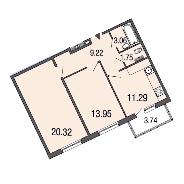 2-комнатная, 60 м² — ЖК ЖК ЭкоСити
