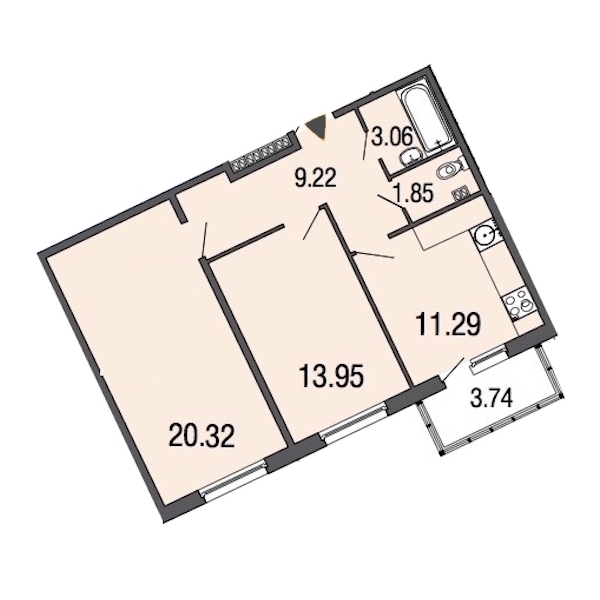 2-комнатная, 60 м² — ЖК ЖК ЭкоСити
