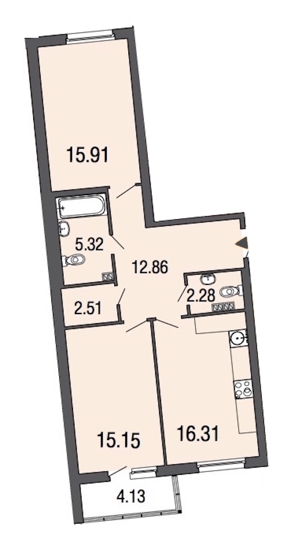 2-комнатная, 71 м² — ЖК ЖК ЭкоСити
