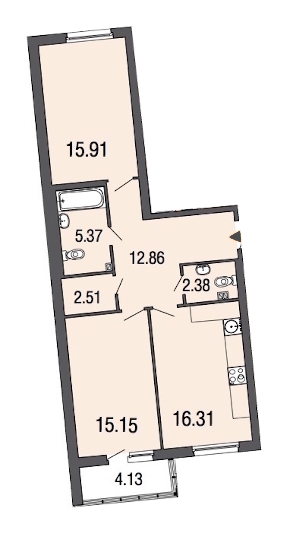 2-комнатная, 71 м² — ЖК ЖК ЭкоСити