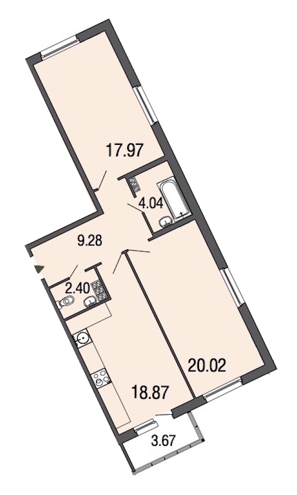 2-комнатная, 73 м² — ЖК ЖК ЭкоСити