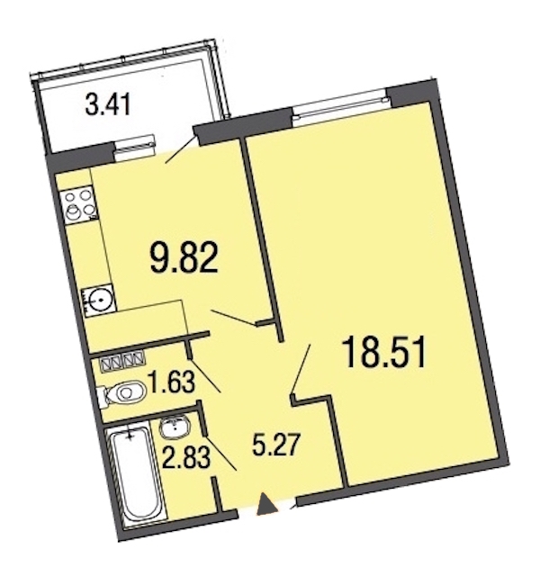 1-комнатная, 38 м² — ЖК ЖК ЭкоСити