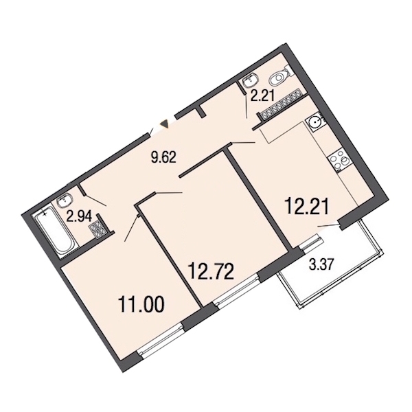 2-комнатная, 51 м² — ЖК ЖК ЭкоСити