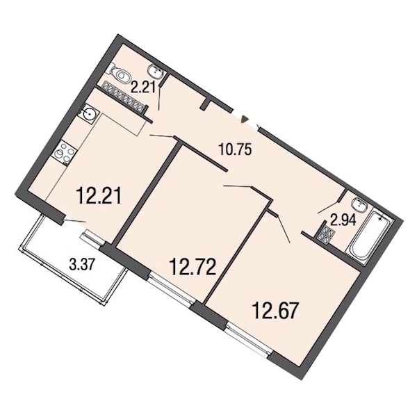 2-комнатная, 53 м² — ЖК ЖК ЭкоСити