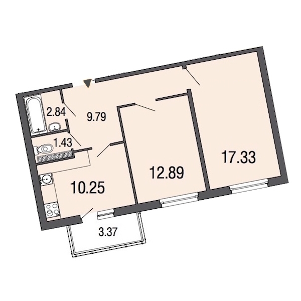 2-комнатная, 55 м² — ЖК ЖК ЭкоСити