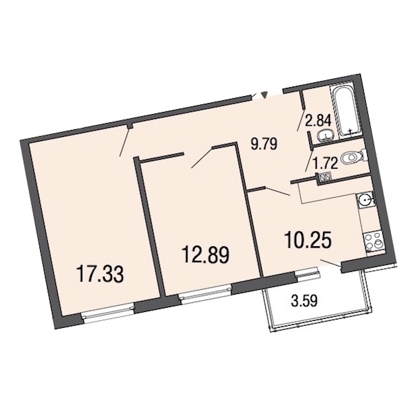 2-комнатная, 55 м² — ЖК ЖК ЭкоСити