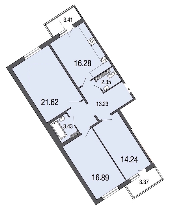 3-комнатная, 88 м² — ЖК ЖК ЭкоСити