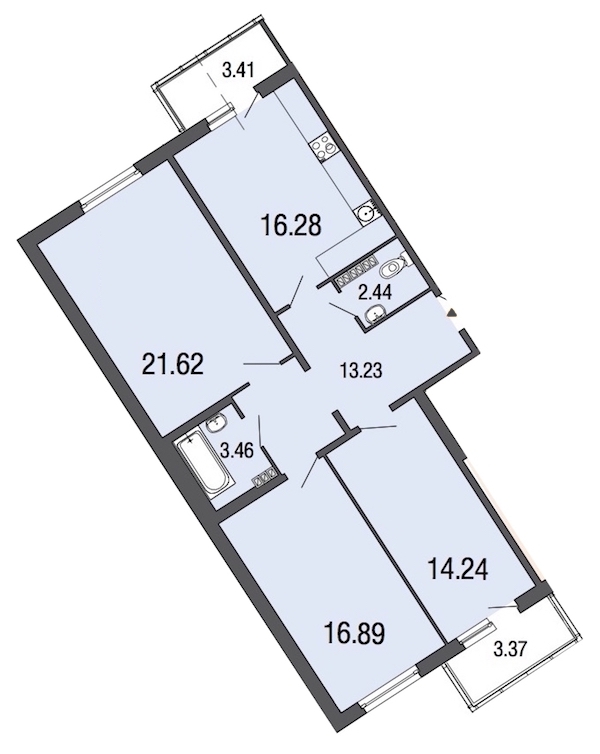 3-комнатная, 88 м² — ЖК ЖК ЭкоСити