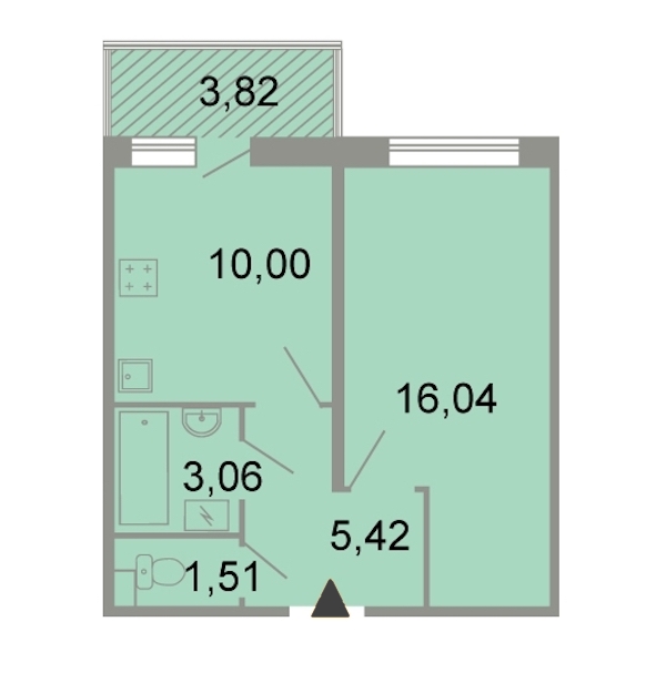 1-комнатная, 37 м² — ЖК ЖК Клёны