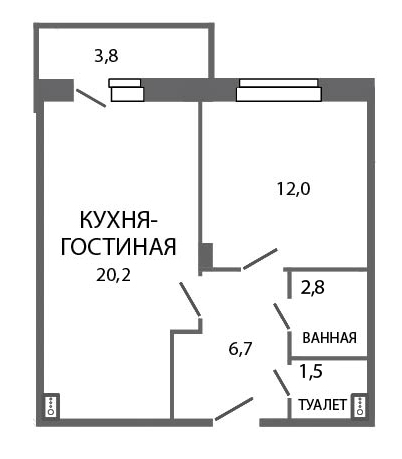 1-комнатная, 44 м² — ЖК ЖК ЗемлЯнино