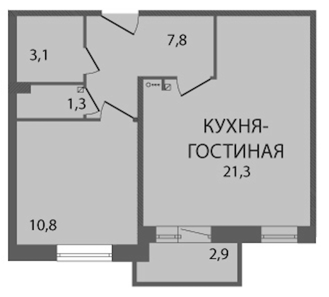 1-комнатная, 45 м² — ЖК ЖК ЗемлЯнино