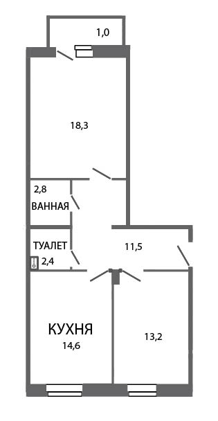 2-комнатная, 64 м² — ЖК ЖК ЗемлЯнино