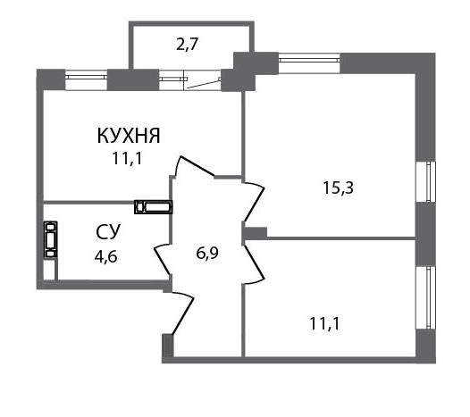 1-комнатная, 50 м² — ЖК ЖК ЗемлЯнино