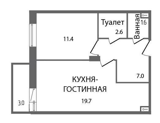 1-комнатная, 43 м² — ЖК ЖК ЗемлЯнино