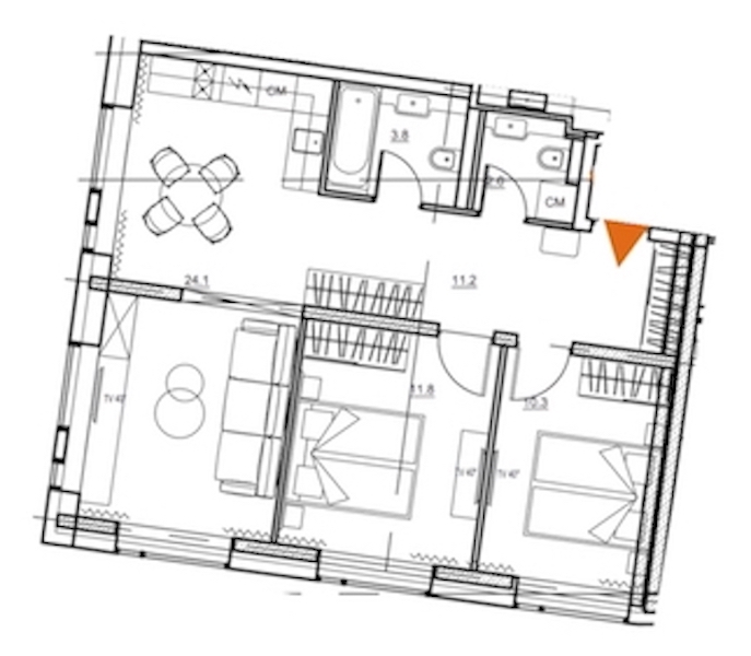 2-комнатная, 64 м² — ЖК Апарт-отель Ye's Marata (Йес Марата)