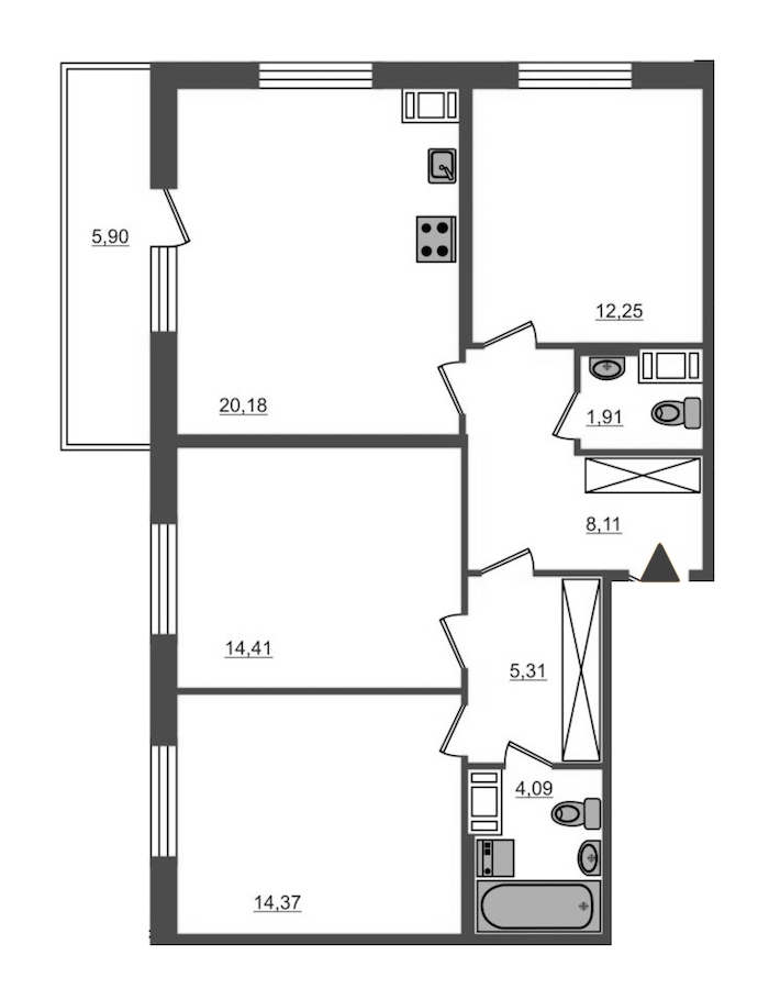 3-комнатная, 81 м² — ЖК ЖК Полис на Неве