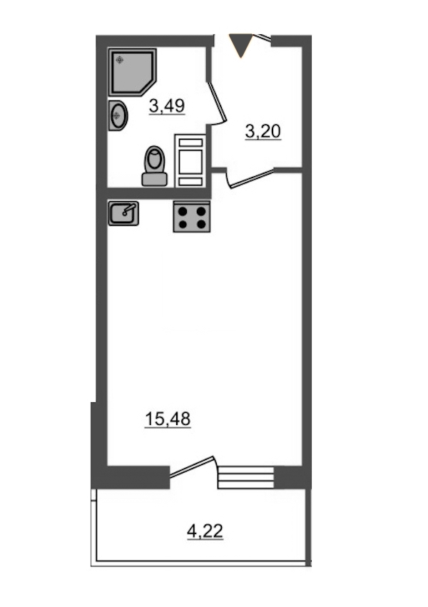 Студия, 22 м² — ЖК ЖК Браво