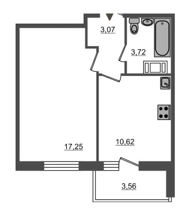 1-комнатная, 35 м² — ЖК ЖК Браво