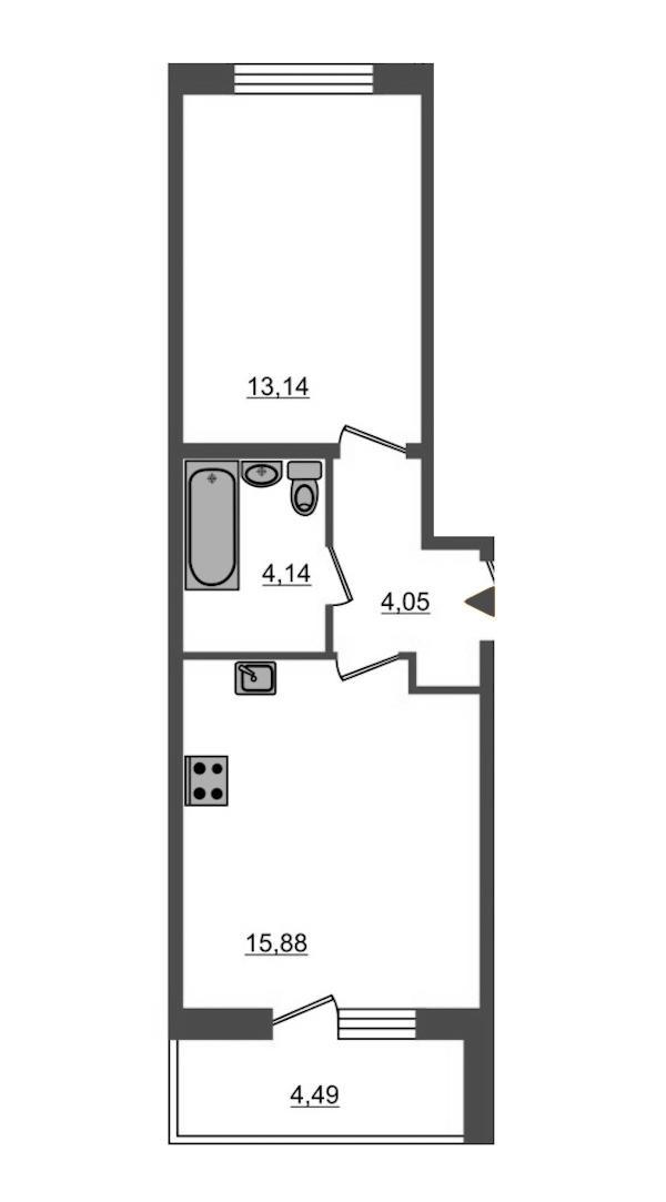 1-комнатная, 37 м² — ЖК ЖК Браво