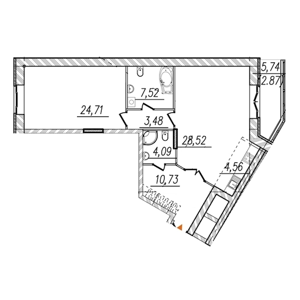 1-комнатная, 87 м² — ЖК ЖК Ostrov (Остров)