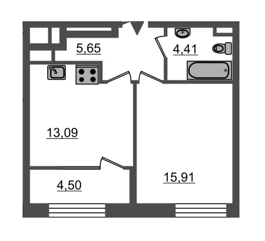 1-комнатная, 44 м² — ЖК ЖК Botanica (Ботаника)