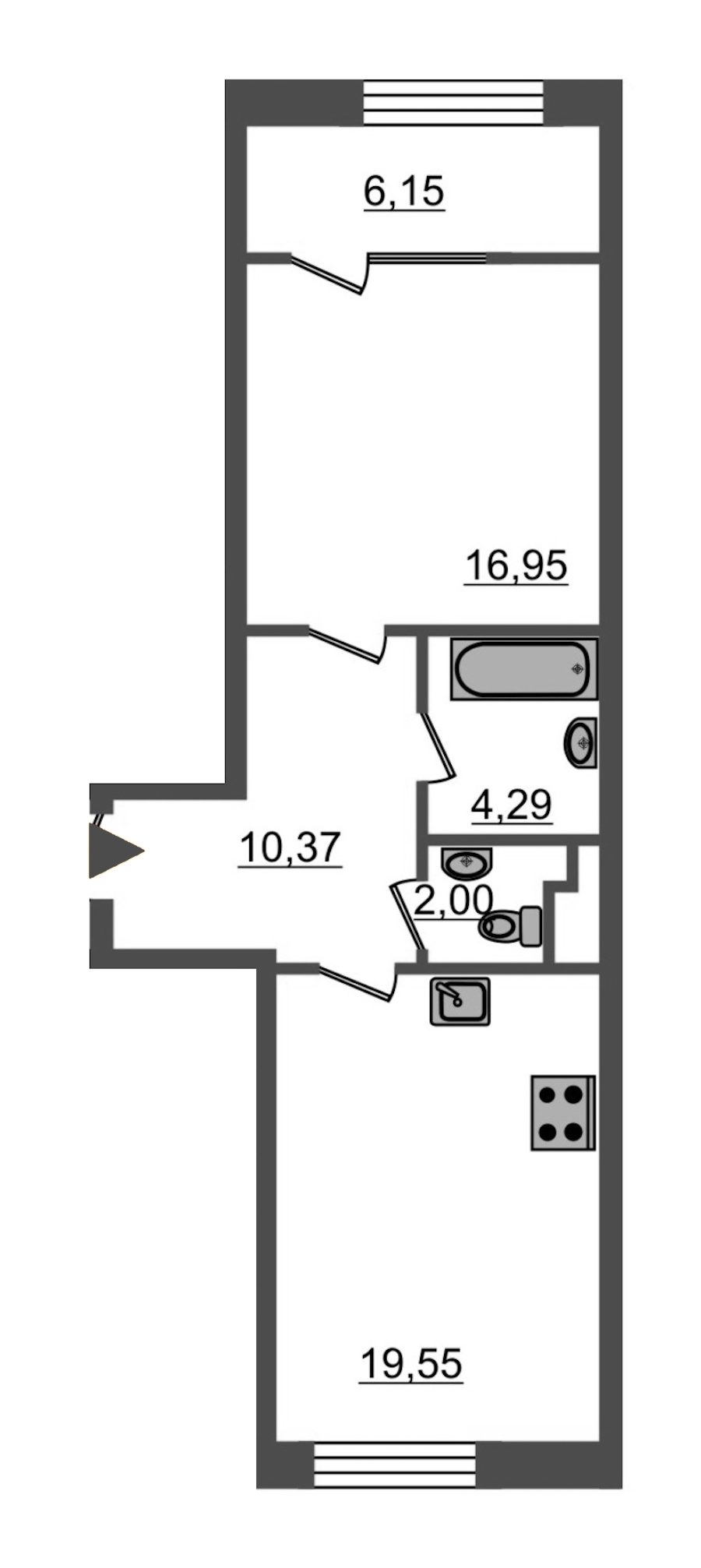 1-комнатная, 59 м² — ЖК ЖК Botanica (Ботаника)